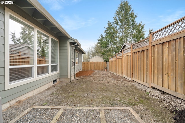 view of yard featuring a fenced backyard