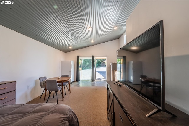2345 Deady St, Port Orford, OR 97465 - bedroom with recessed lighting, access to outside, and high vaulted ceiling