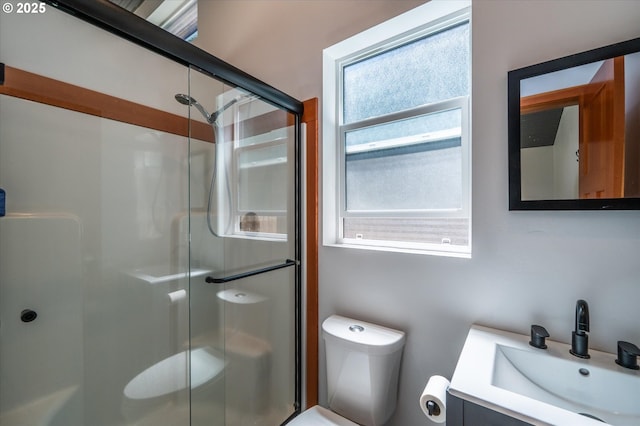 2345 Deady St, Port Orford, OR 97465 - full bathroom with vanity, toilet, and a shower stall