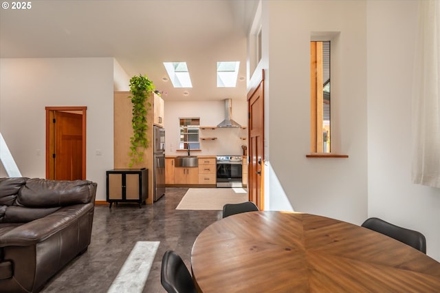2345 Deady St, Port Orford, OR 97465 - interior space featuring finished concrete floors and a skylight