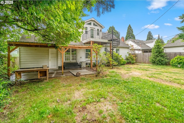 4715 N Willamette Blvd, Portland, OR 97203 - rear view of property with a patio area, a balcony, french doors, and entry steps