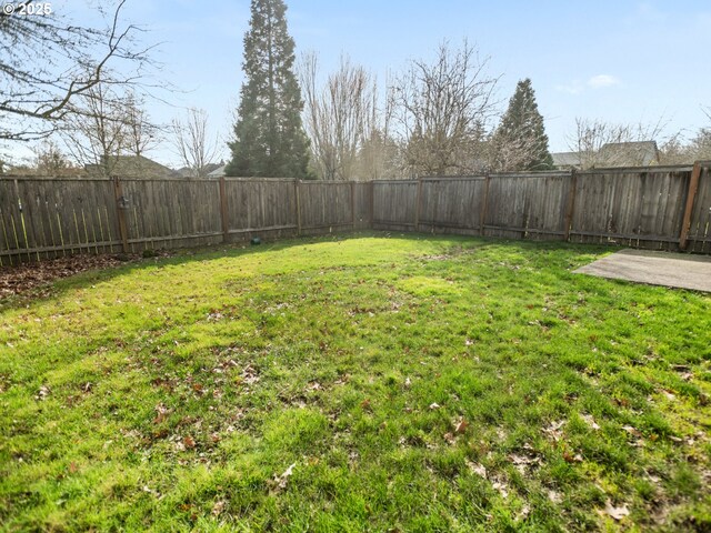 view of yard featuring a fenced backyard