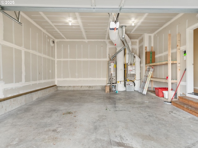 garage featuring secured water heater