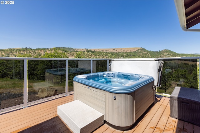 6065 Cherry Heights Rd, The Dalles, OR 97058 - deck with a hot tub and a mountain view