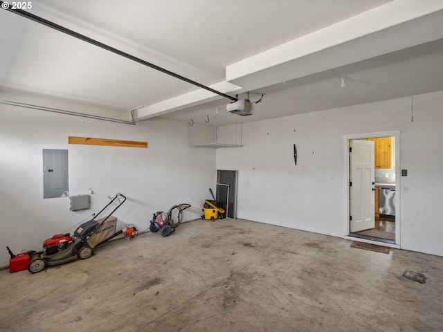 883 Washington St, Lafayette, OR 97127 - garage featuring electric panel and a garage door opener