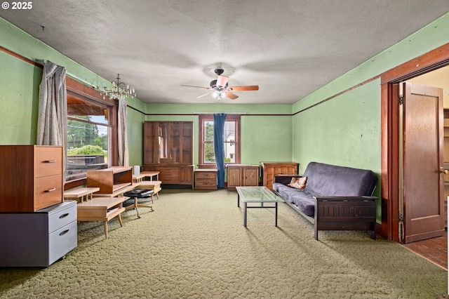 721 Columbia Blvd, Saint Helens, OR 97051 - sitting room featuring ceiling fan, carpet flooring, and a textured ceiling