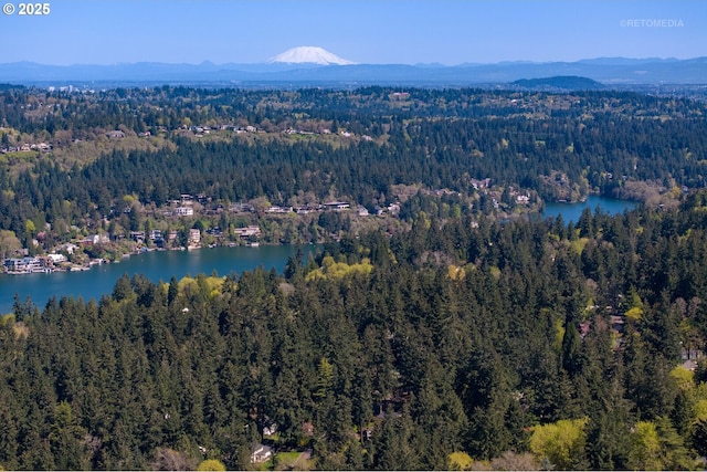 18462 Anduin Ter, Lake Oswego, OR 97034 - aerial view of property and surrounding area with a forest and a water and mountain view