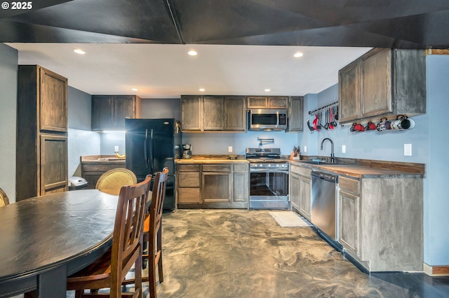 20700 SW Cherry Hill Rd, Sheridan, OR 97378 - kitchen with appliances with stainless steel finishes, recessed lighting, and butcher block countertops