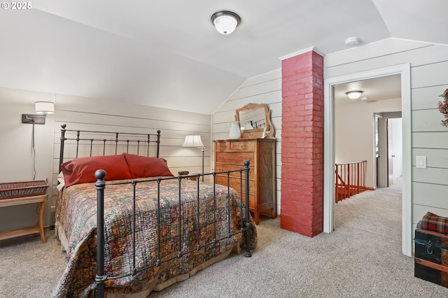 25701 S Morgan Rd, Estacada, OR 97023 - carpeted bedroom with vaulted ceiling and wood walls