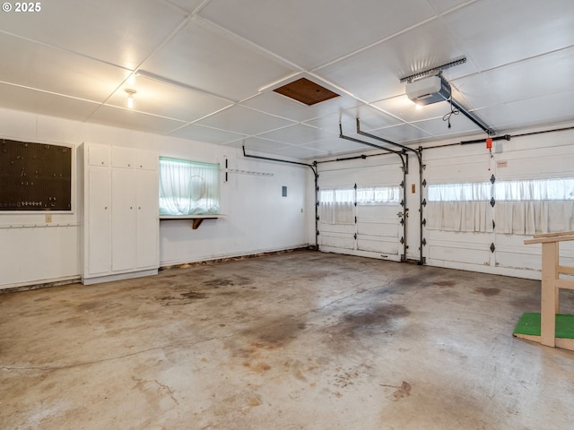 garage with a garage door opener