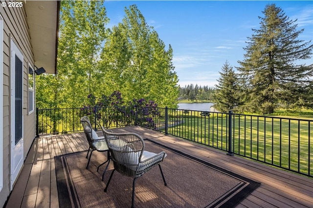 35001 NE 91st Ave, La Center, WA 98629 - wooden deck featuring a water view and a yard