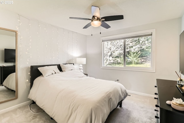 bedroom with carpet floors and ceiling fan