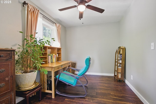 10410 SE 55th Ave, Milwaukie, OR 97222 - home office with wood finished floors, baseboards, and ceiling fan