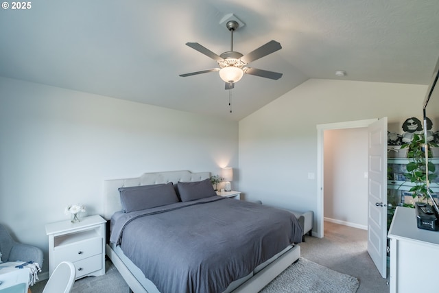 4507 Sagecrest Dr, Albany, OR 97322 - carpeted bedroom with vaulted ceiling and a ceiling fan