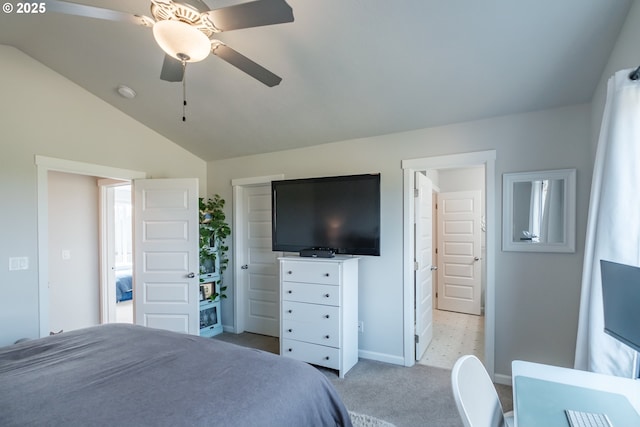 4507 Sagecrest Dr, Albany, OR 97322 - carpeted bedroom with lofted ceiling and ceiling fan