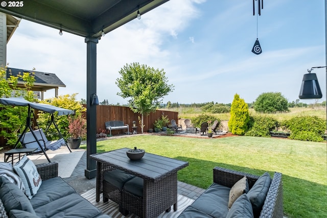 4507 Sagecrest Dr, Albany, OR 97322 - view of patio with an outdoor living space with a fire pit