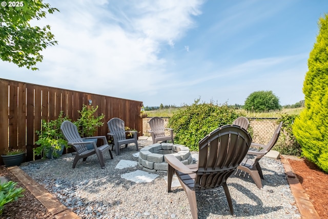 4507 Sagecrest Dr, Albany, OR 97322 - view of patio with a fire pit