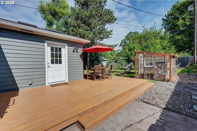12545 SW Fairfield St, Beaverton, OR 97005 - wooden terrace with an outbuilding and outdoor dining space