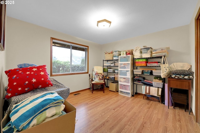 living area featuring light wood-type flooring