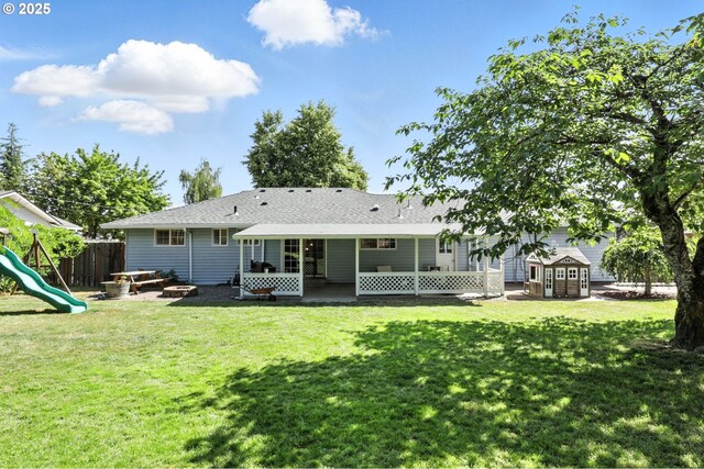 3216 Oakcrest Dr, Forest Grove, OR 97116 - rear view of property featuring a patio and a playground