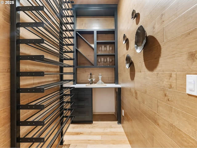 wine cellar featuring light hardwood / wood-style floors