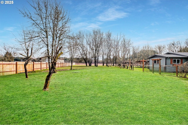 view of yard featuring a fenced backyard