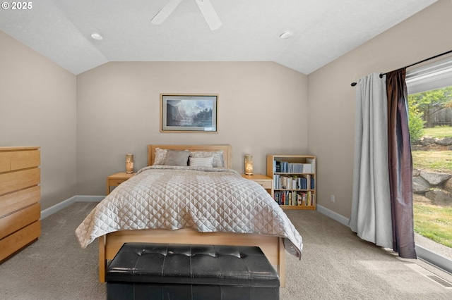 6420 SE Dunbar Dr, Portland, OR 97236 - carpeted bedroom with vaulted ceiling and ceiling fan
