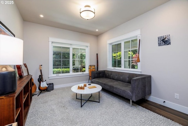 1051 Forest Meadows Way, Lake Oswego, OR 97034 - living area featuring baseboards, wood finished floors, and recessed lighting