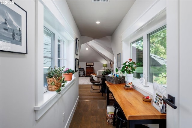 1051 Forest Meadows Way, Lake Oswego, OR 97034 - hallway featuring dark wood-style flooring and recessed lighting