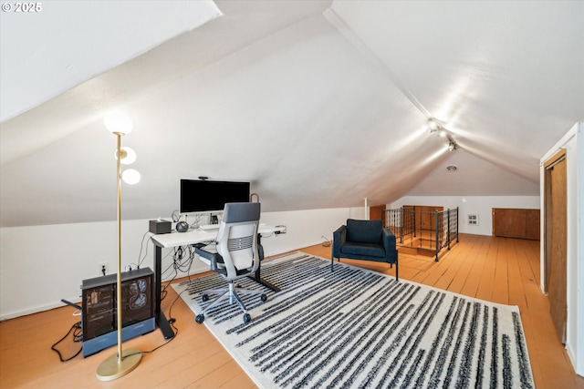 2055 N Alberta St, Portland, OR 97217 - home office featuring hardwood / wood-style floors and vaulted ceiling