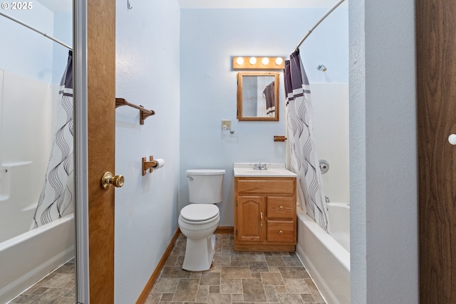 2170 Hubbard Creek Rd, Umpqua, OR 97486 - full bath featuring stone finish floors, shower / tub combo, vanity, and toilet