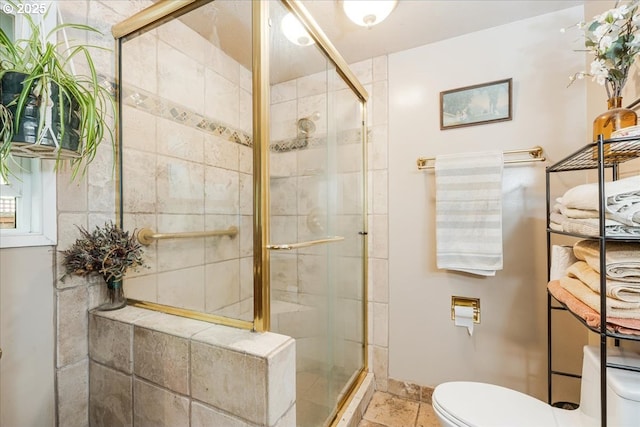 5770 SW Cranberry Ct, Beaverton, OR 97007 - full bath with toilet, a shower stall, and stone tile floors