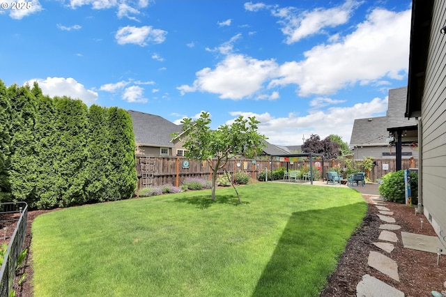 323 Argon Ave, Eugene, OR 97404 - fenced backyard featuring a patio area and a residential view