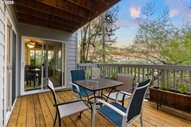 48 Eagle Crest Dr Unit 2E, Lake Oswego, OR 97035 - deck at dusk featuring outdoor dining space