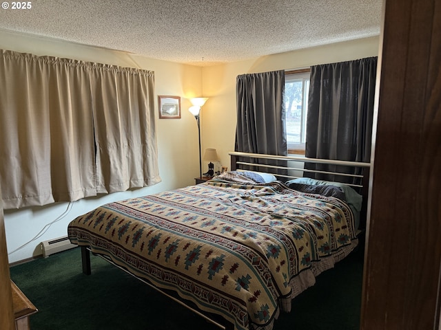 76984 Palmer Junction Rd, Elgin, OR 97827 - carpeted bedroom featuring a baseboard radiator and a textured ceiling