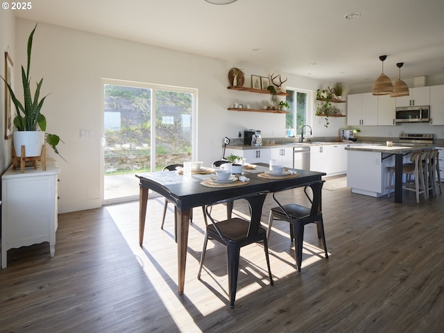 159 Bootjack Ln, Rose Valley, WA 98626 - dining area featuring dark wood finished floors and recessed lighting