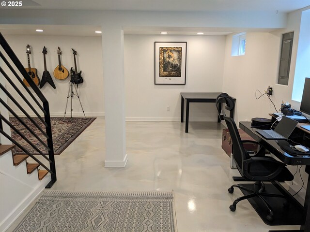 4621 NE 37th Ave, Portland, OR 97211 - home office featuring recessed lighting, concrete floors, and baseboards