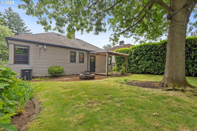 4621 NE 37th Ave, Portland, OR 97211 - rear view of property with central AC unit and a yard