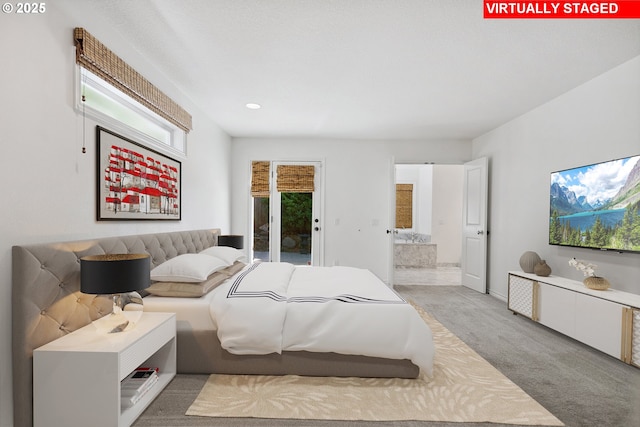 12723 Adrian Ct, Lake Oswego, OR 97034 - bedroom with carpet flooring, access to outside, and recessed lighting