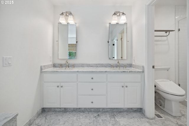 12723 Adrian Ct, Lake Oswego, OR 97034 - full bathroom with double vanity and marble look tiles
