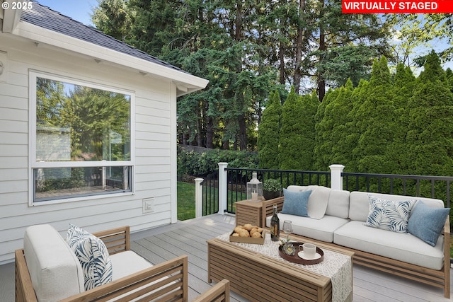 12723 Adrian Ct, Lake Oswego, OR 97034 - wooden deck featuring an outdoor living space
