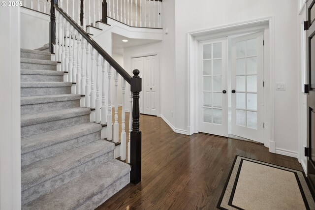 12723 Adrian Ct, Lake Oswego, OR 97034 - entrance foyer with stairs, wood finished floors, and french doors