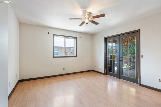 169 W 2nd St, Lafayette, OR 97127 - spare room with french doors, a ceiling fan, and light wood-style floors