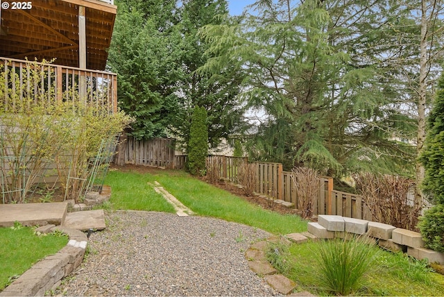 view of yard with a fenced backyard
