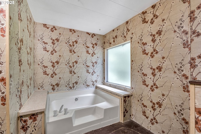 24344 NW Meacham Rd, North Plains, OR 97133 - full bathroom featuring a garden tub and wallpapered walls