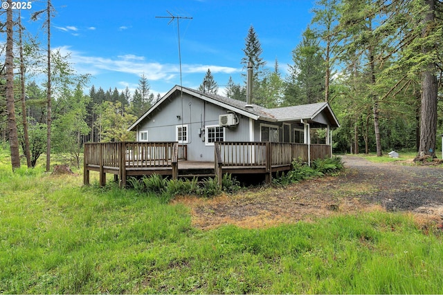 24344 NW Meacham Rd, North Plains, OR 97133 - back of house with a wooden deck and a wall mounted AC