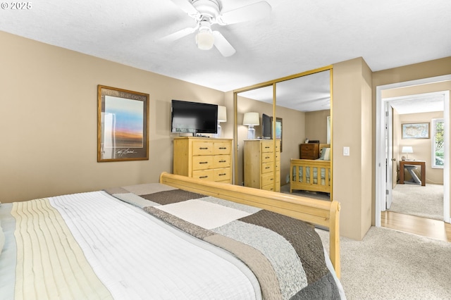 1018 S Holly Ct, Canby, OR 97013 - bedroom with carpet flooring, a ceiling fan, and a closet