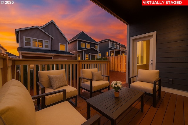 11855 SW Bosley Ter, Beaverton, OR 97007 - deck at dusk with an outdoor hangout area