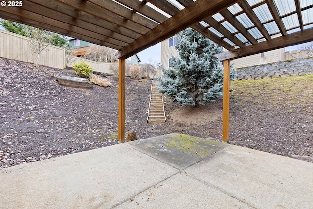 view of patio featuring a pergola