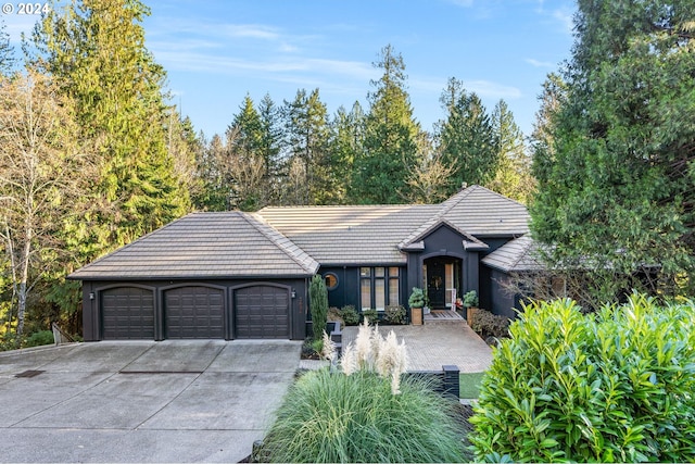 view of front of house with a garage